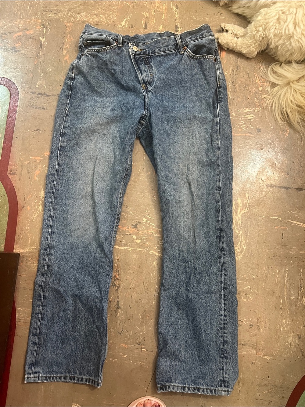 Topshop Straight-Leg Jeans in Medium Blue Wash